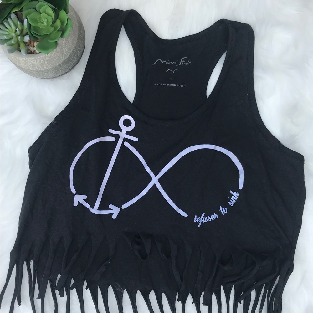 Miami Style Refuse to Sink Fringe Crop Top - M